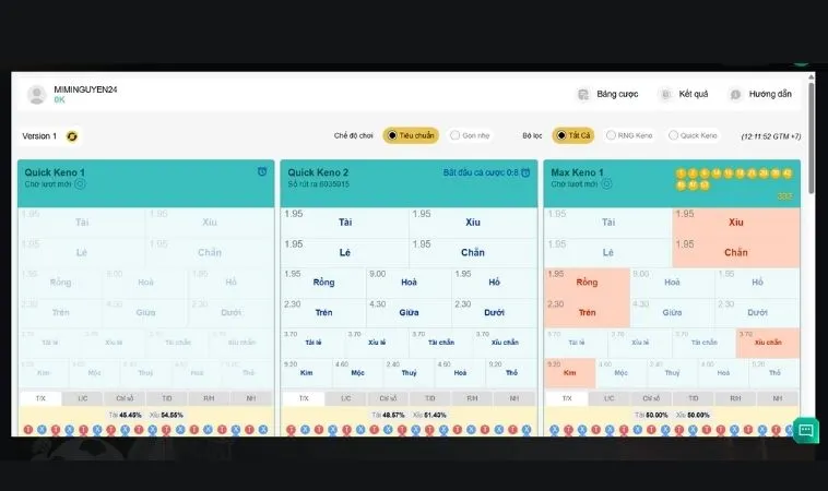 Hướng Dẫn Chơi Game Nhanh Keno Tại HB88 Để Nhận Thưởng Lớn 2 Giao diện chơi Keno Tại HB88